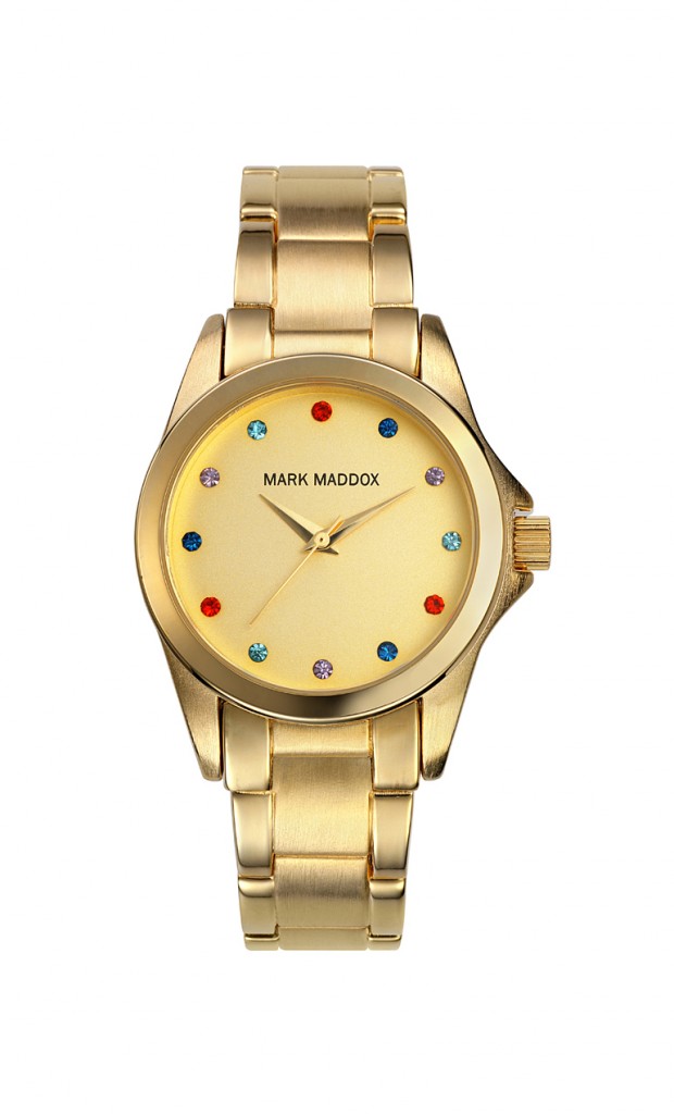 Reloj Dorado con cristales de colores Mujer Mark Maddox